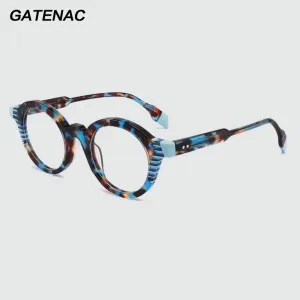 Gatenac Unisex Full Rim Round Acetate Eyeglasses Gxyj1013