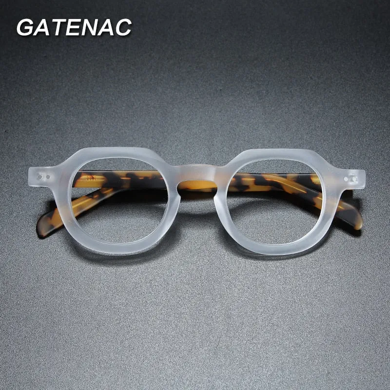 Gatenac Unisex Full Rim Round Square Acetate Eyeglasses Gxyj912