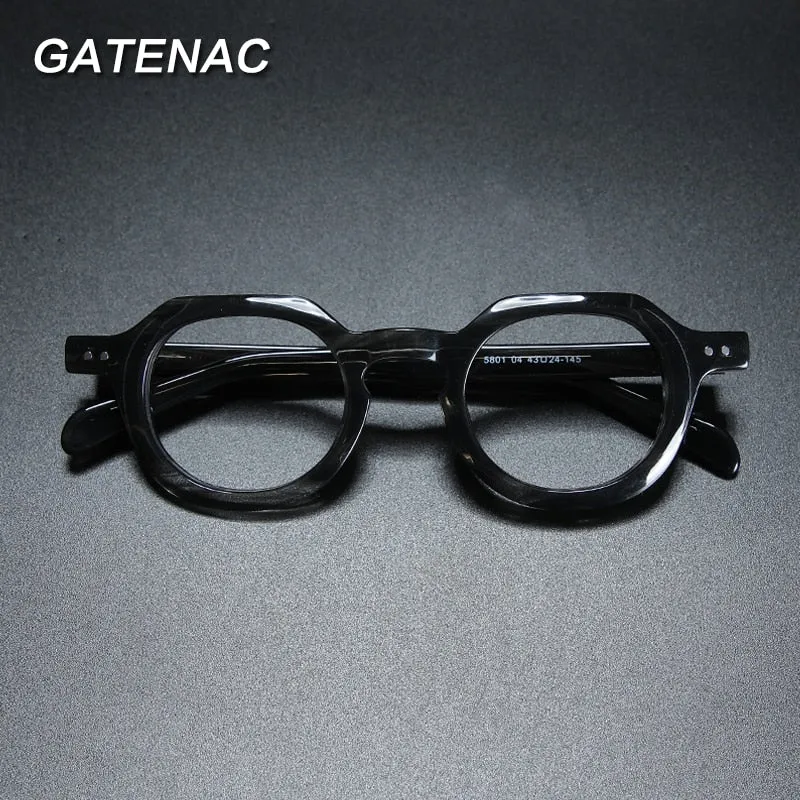 Gatenac Unisex Full Rim Round Square Acetate Eyeglasses Gxyj912