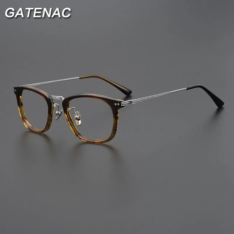 Gatenac Unisex Full Rim Round Square Titanium Eyeglasses Gxyj057