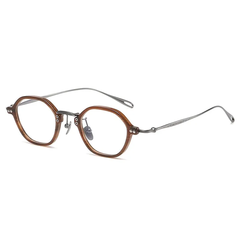 Gatenac Unisex Full Rim Round Titanium Acetate Eyeglasses Gxyj1090