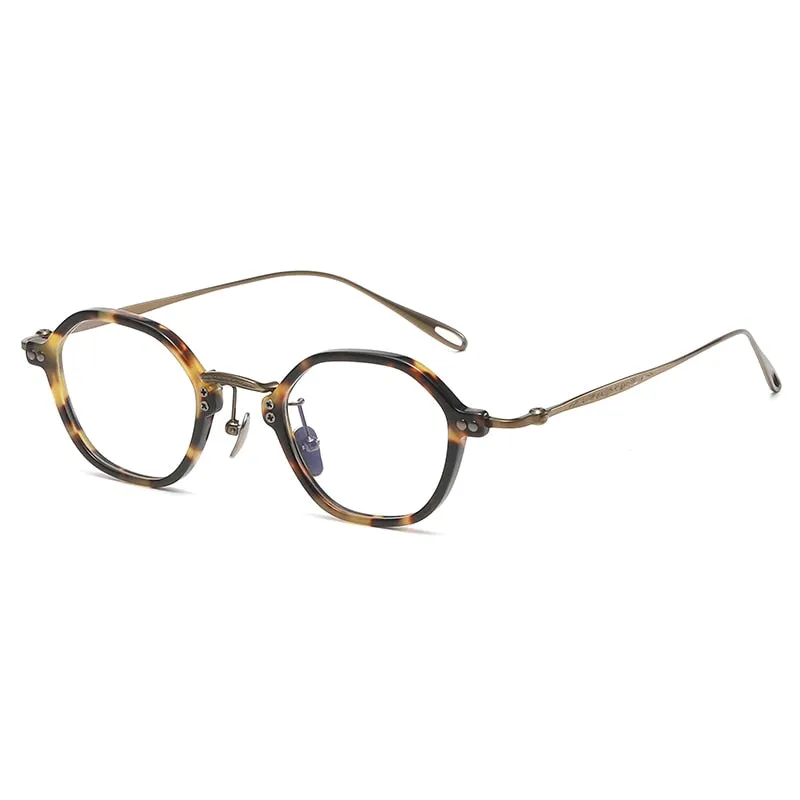 Gatenac Unisex Full Rim Round Titanium Acetate Eyeglasses Gxyj1090