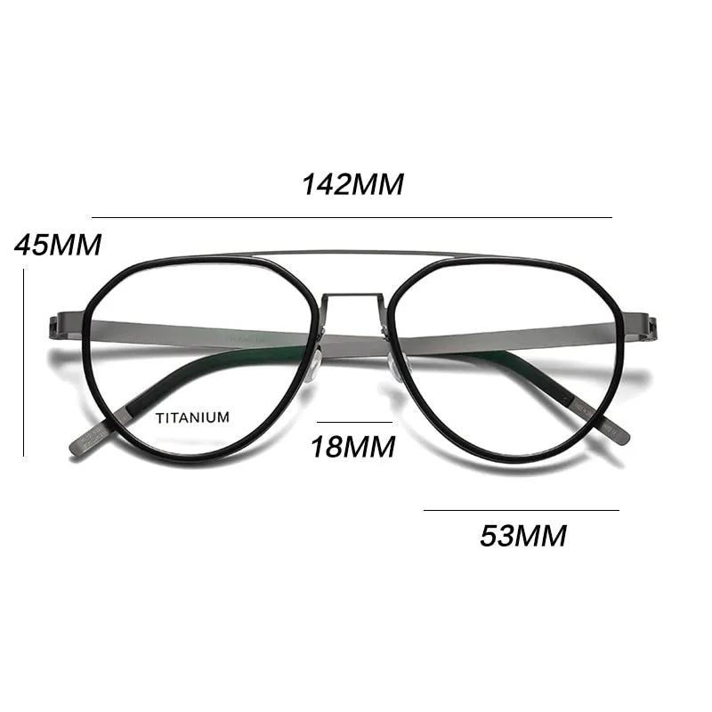 Gatenac Unisex Full Rim Round Titanium Double Bridge Frame Eyeglasses Gxyj678