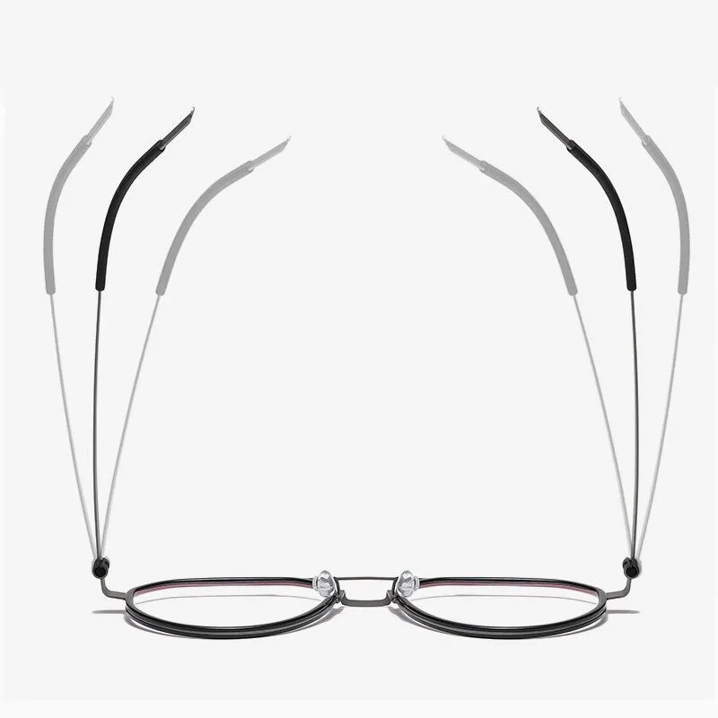 Gatenac Unisex Full Rim Round Titanium Double Bridge Frame Eyeglasses Gxyj678