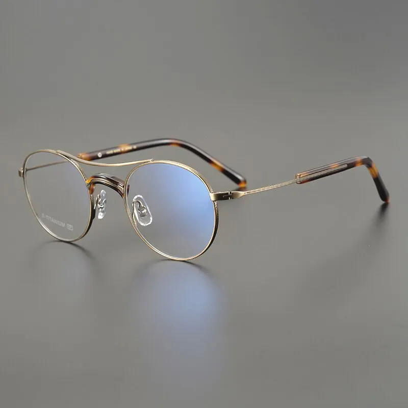 Gatenac Unisex Full Rim Round Titanium Double Bridge Frame Eyeglasses Gxyj721