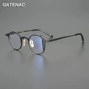 Gatenac Unisex Full Rim Round Titanium Eyeglasses Gxyj1220