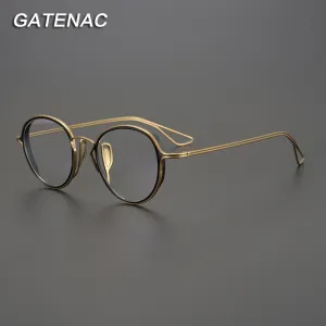 Gatenac Unisex Full Rim Round Titanium Frame Eyeglasses Gxyj753