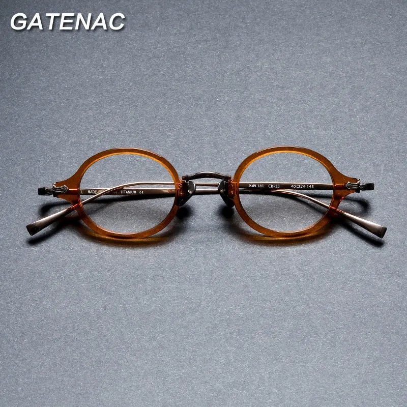 Gatenac Unisex Full Rim Round Tr 90 Titanium Eyeglasses Gxyj969