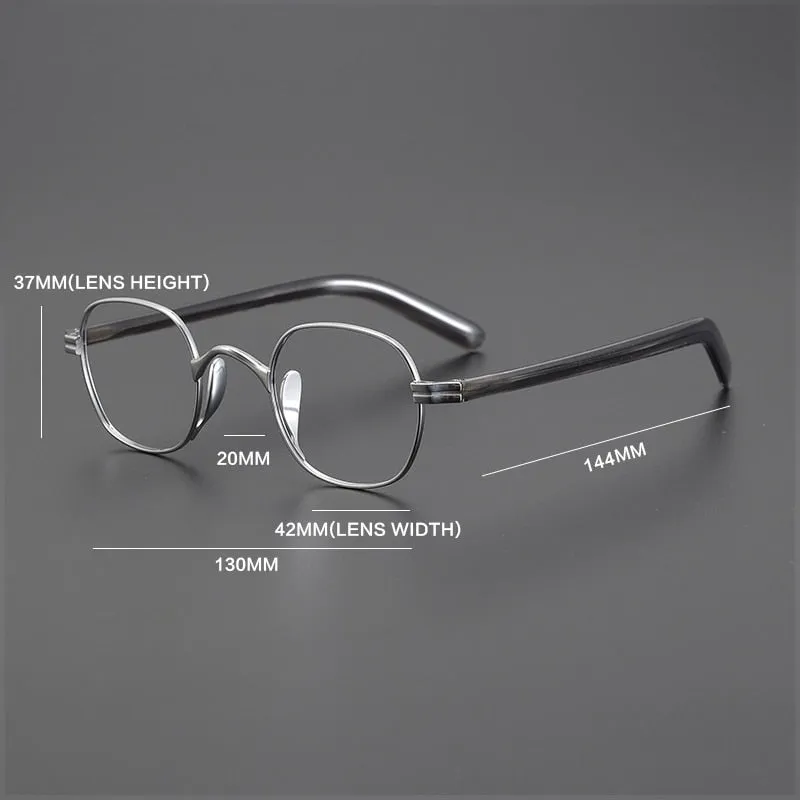 Gatenac Unisex Full Rim Small Square Acetate Titanium Eyeglasses Gxyj1014