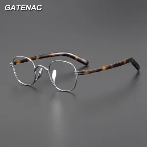 Gatenac Unisex Full Rim Small Square Acetate Titanium Eyeglasses Gxyj1014