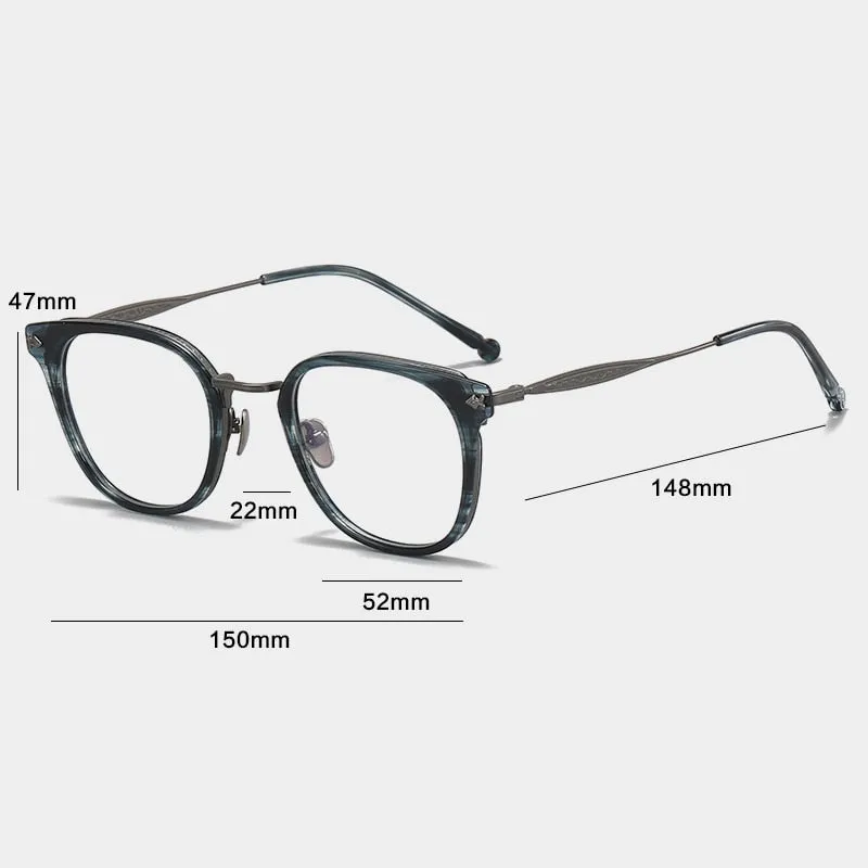 Gatenac Unisex Full Rim Square Acetate Titanium Eyeglasses Gxyj1059