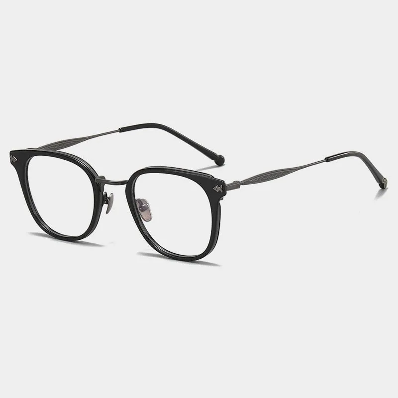 Gatenac Unisex Full Rim Square Acetate Titanium Eyeglasses Gxyj1059