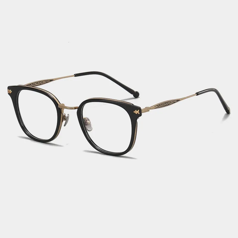 Gatenac Unisex Full Rim Square Acetate Titanium Eyeglasses Gxyj1059