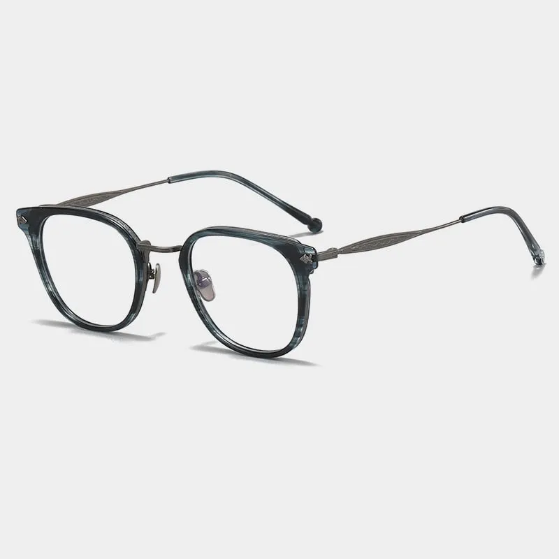 Gatenac Unisex Full Rim Square Acetate Titanium Eyeglasses Gxyj1059