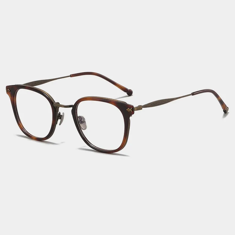 Gatenac Unisex Full Rim Square Acetate Titanium Eyeglasses Gxyj1059