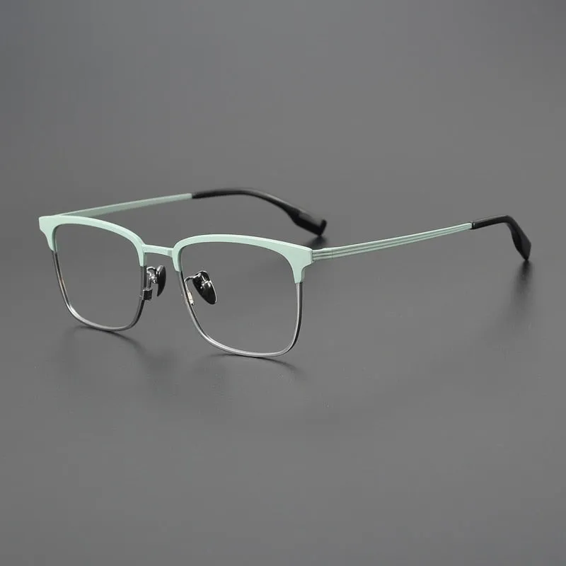 Gatenac Unisex Full Rim Square Acetate Titanium Eyeglasses Gxyj1066