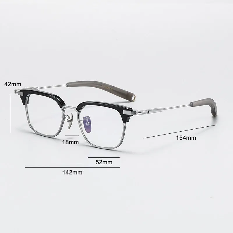 Gatenac Unisex Full Rim Square Acetate Titanium Eyeglasses Gxyj1070