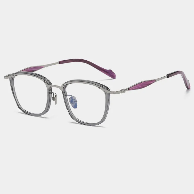 Gatenac Unisex Full Rim Square Acetate Titanium Eyeglasses Gxyj1157