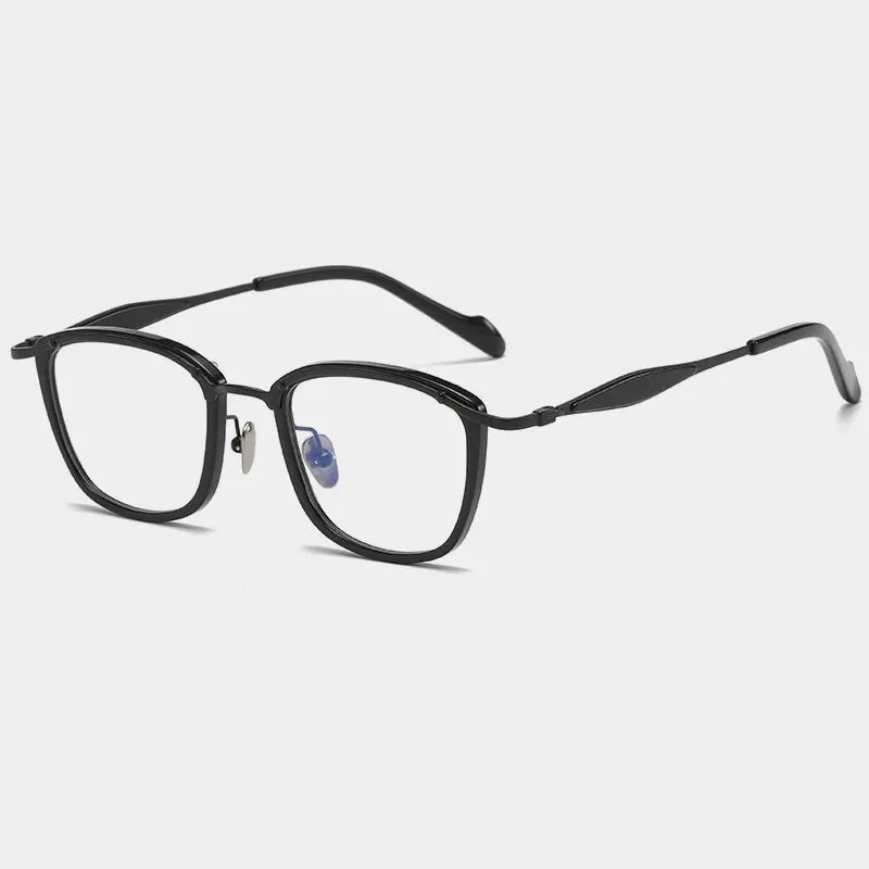 Gatenac Unisex Full Rim Square Acetate Titanium Eyeglasses Gxyj1157