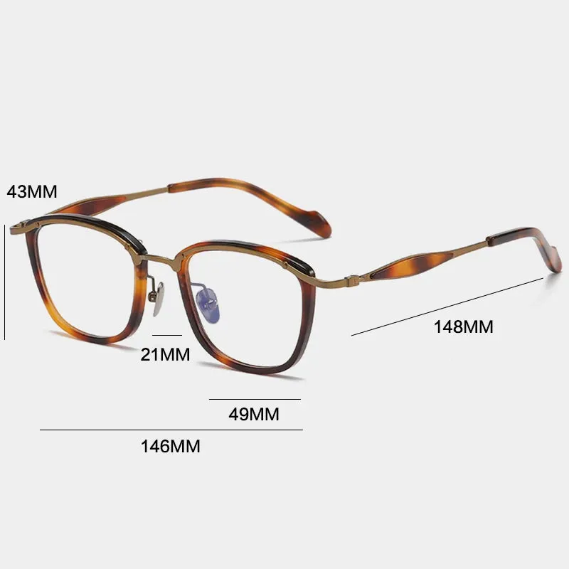 Gatenac Unisex Full Rim Square Acetate Titanium Eyeglasses Gxyj1157