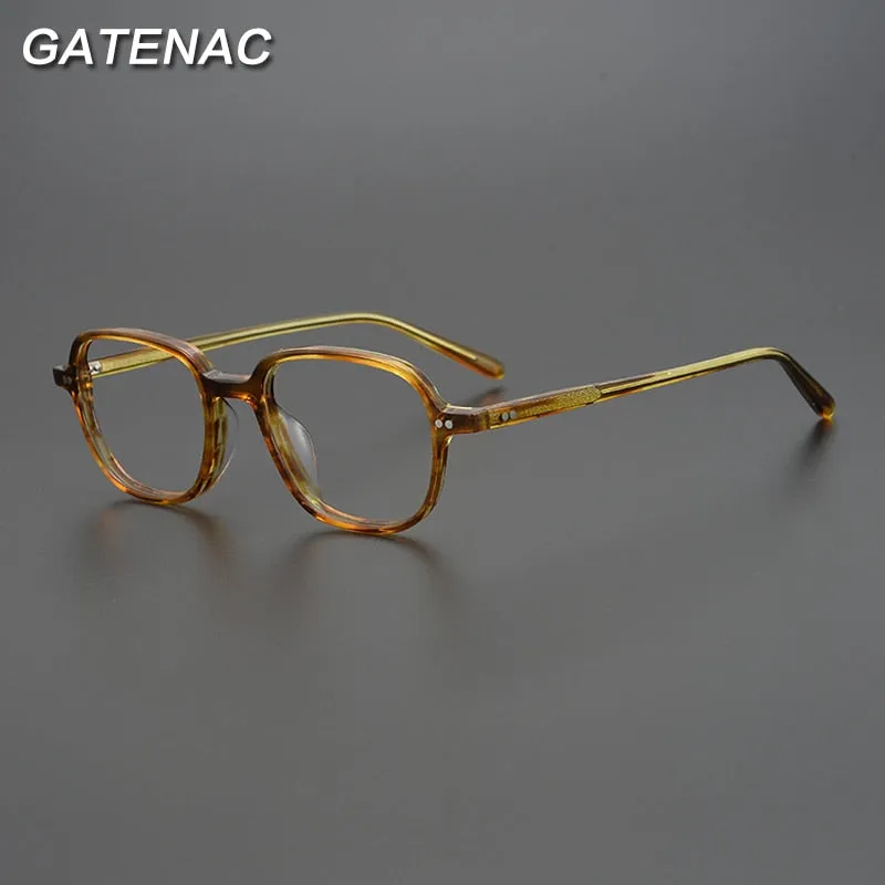 Gatenac Unisex Full Rim Square Handcrafted Acetate Eyeglasses Gxyj962