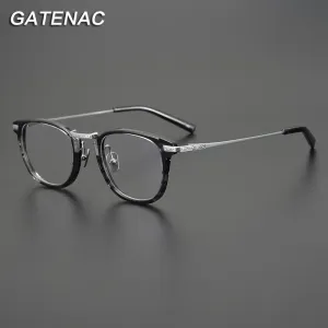 Gatenac Unisex Full Rim Square Titanium Acetate Eyeglasses Gxyj926