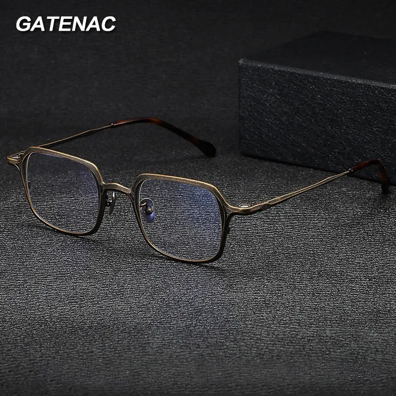 Gatenac Unisex Full Rim Square Titanium Eyeglasses Clip On Polarized Sunglasses Gxyj1463