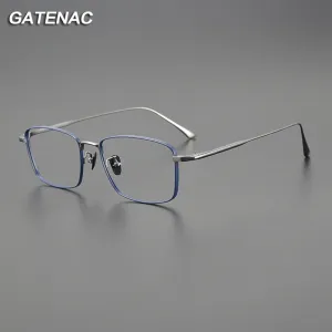 Gatenac Unisex Full Rim Square Titanium Eyeglasses Gxyj1100