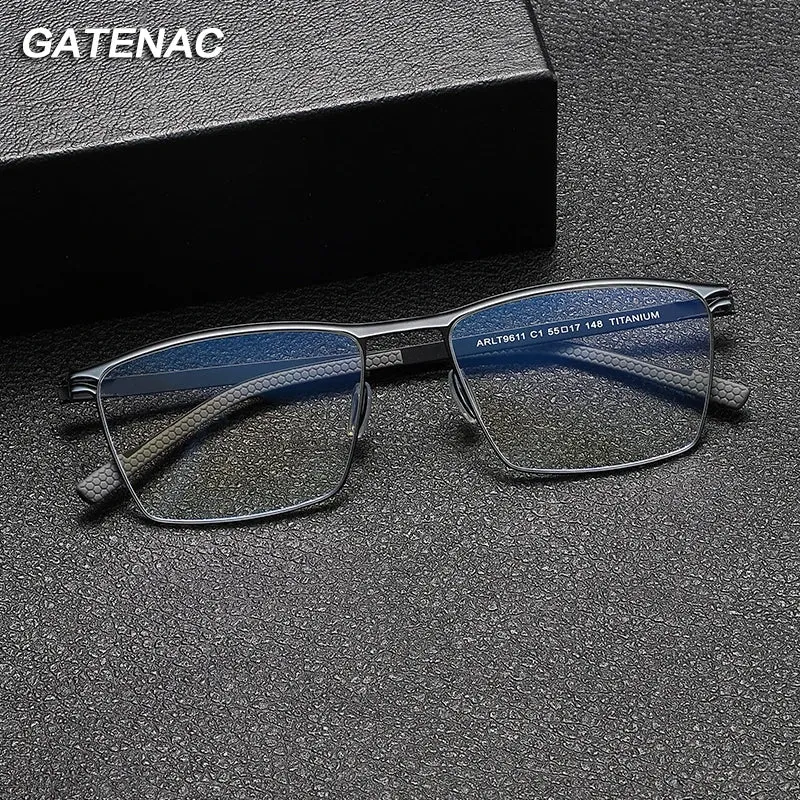 Gatenac Unisex Full Rim Square Titanium Eyeglasses Gxyj1147