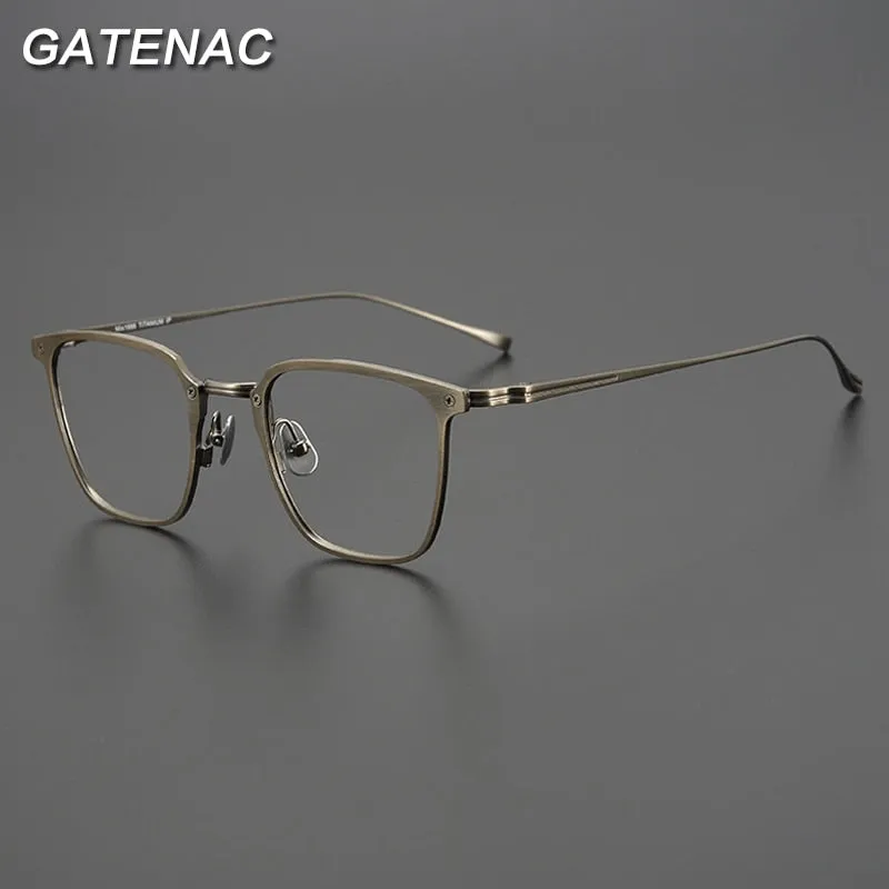 Gatenac Unisex Full Rim Square Titanium Eyeglasses Gxyj965