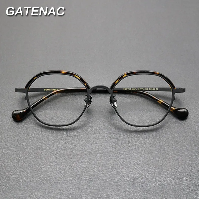 Gatenac Unisex Full Rim Square Titanium Frame Eyeglasses Gxyj766