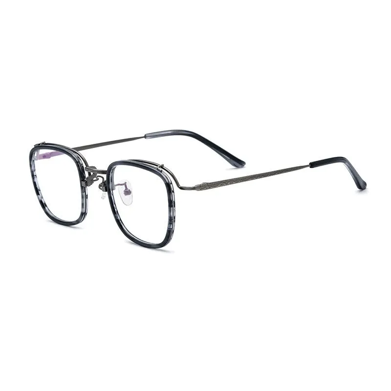 Gatenac Unisex Full Rim Square Tr 90 Titanium Eyeglasses Gxyj976