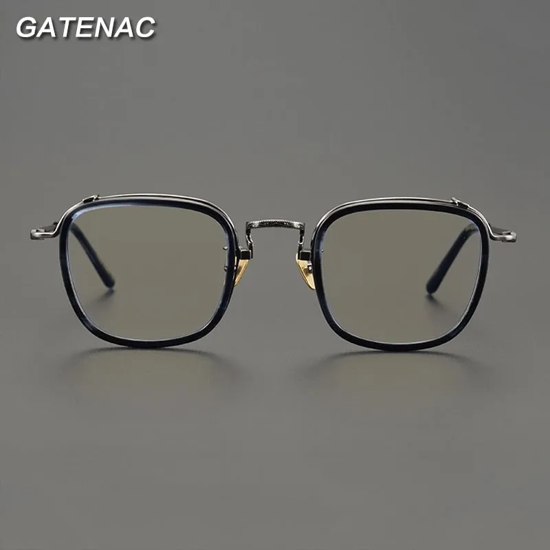 Gatenac Unisex Full Rim Square Tr 90 Titanium Eyeglasses Gxyj976