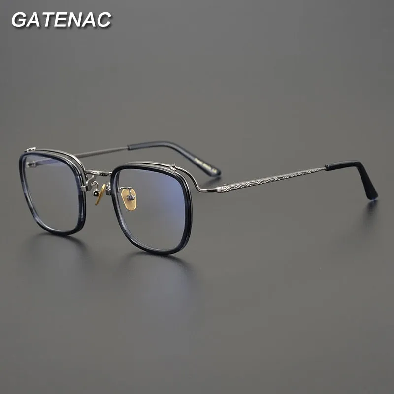 Gatenac Unisex Full Rim Square Tr 90 Titanium Eyeglasses Gxyj976