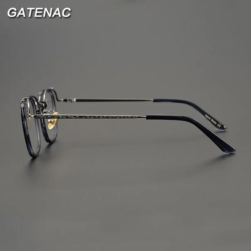 Gatenac Unisex Full Rim Square Tr 90 Titanium Eyeglasses Gxyj976