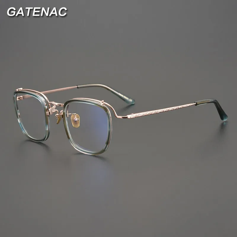 Gatenac Unisex Full Rim Square Tr 90 Titanium Eyeglasses Gxyj976