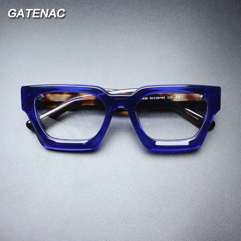 Gatenac Unisex Full Rim Thick Square Acetate Eyeglasses Gxyj1472