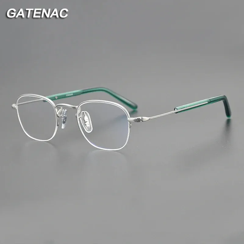 Gatenac Unisex Semi Rim Square Titanium Eyeglasses Gxyj1126