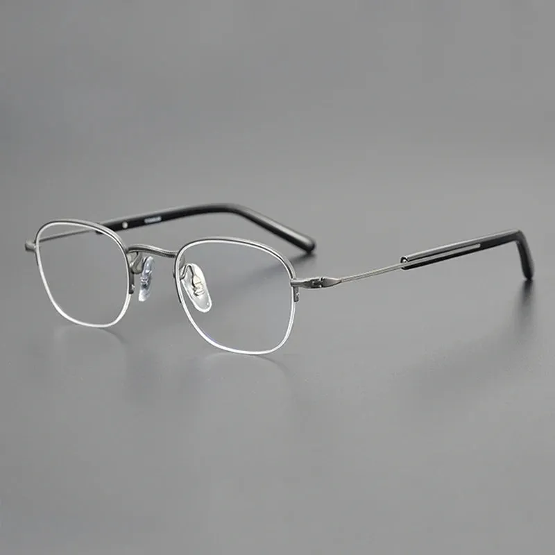 Gatenac Unisex Semi Rim Square Titanium Eyeglasses Gxyj1126