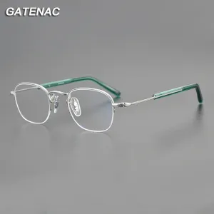 Gatenac Unisex Semi Rim Square Titanium Eyeglasses Gxyj1126