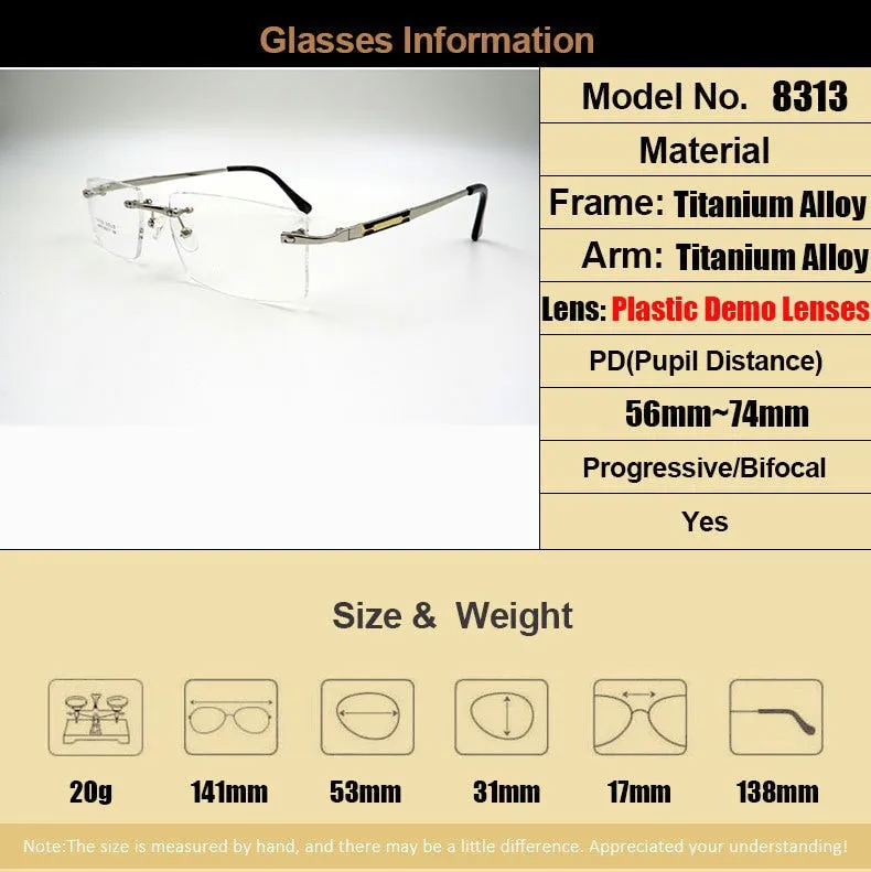 Gmei Men's Eyeglasses Titanium Alloy Rimless S8313