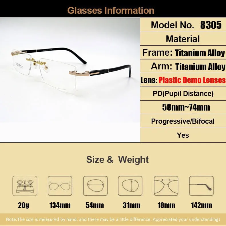 Gmei Men's Eyeglasses Titanium Alloy S8305 Rimless