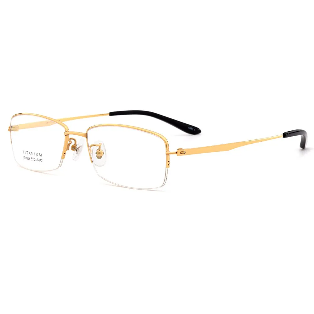 Gmei Men's Eyeglasses Ultralight 100% Pure Titanium Half Rim Lr8969