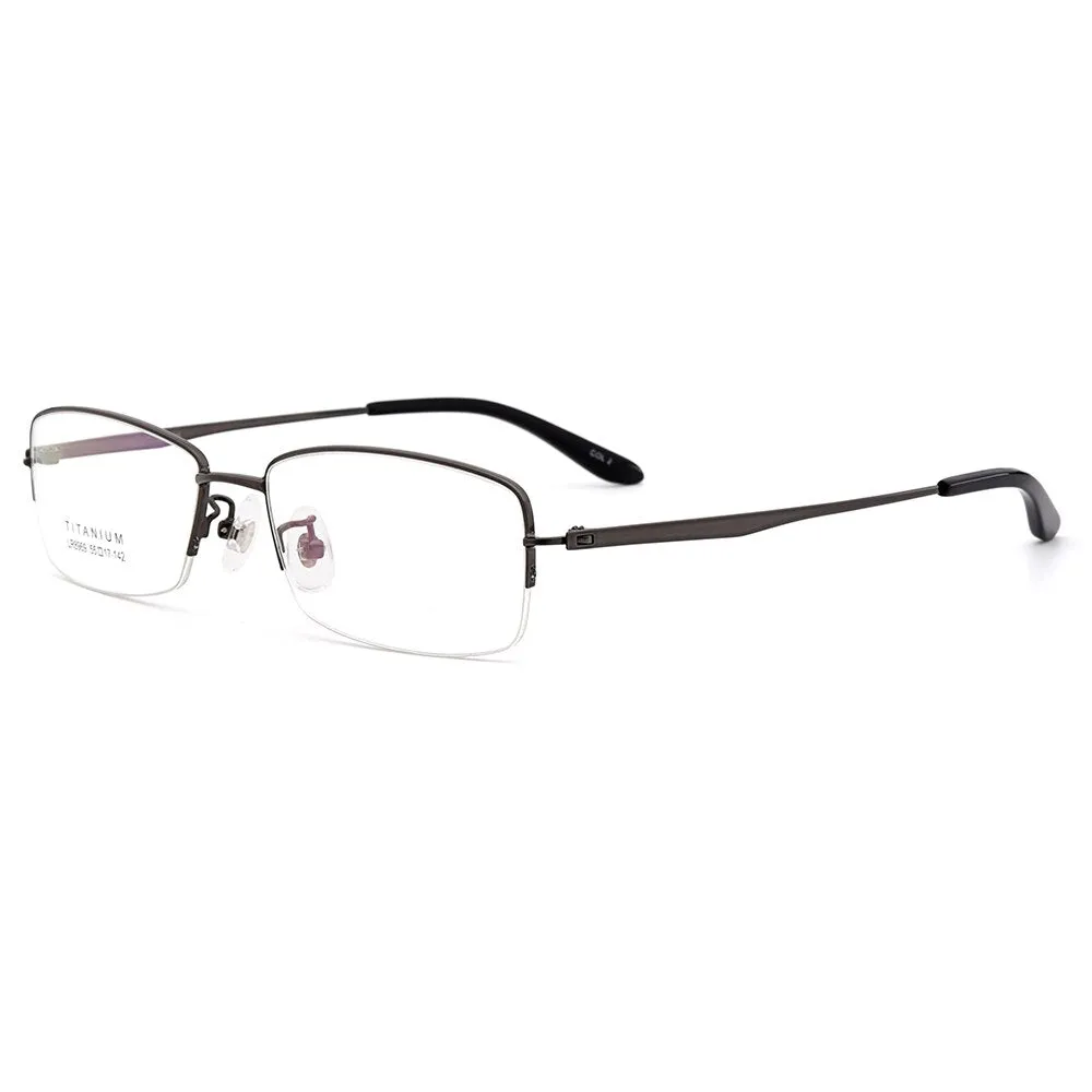 Gmei Men's Eyeglasses Ultralight 100% Pure Titanium Half Rim Lr8969