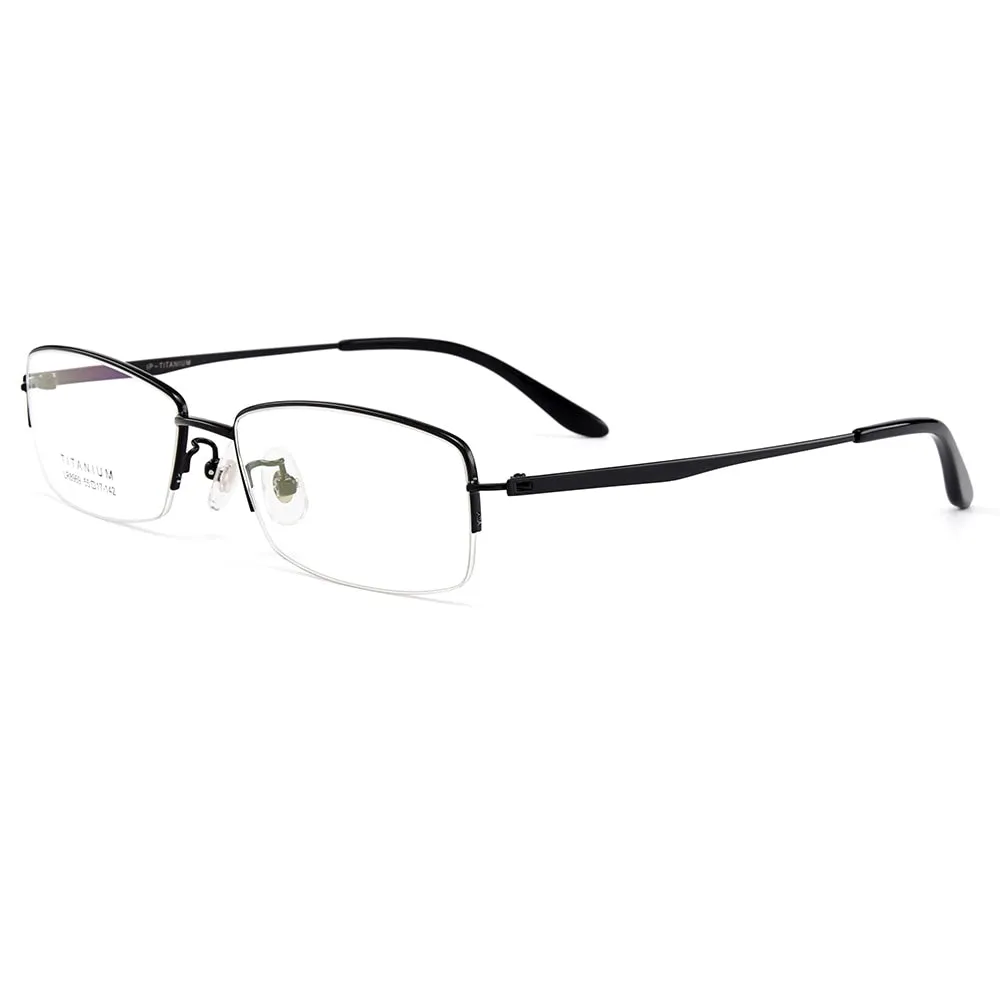 Gmei Men's Eyeglasses Ultralight 100% Pure Titanium Half Rim Lr8969