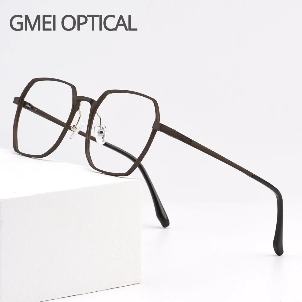 Gmei Men's Full Rim Square Eyeglasses Hydronalium Spring Hinges Gf9001