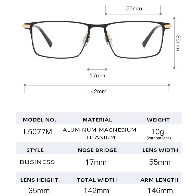 Gmei Men's Full Rim Square Titanium Eyeglasses L5077M