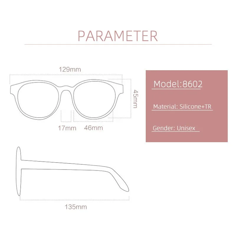 Gmei Unisex Children's Full Rim Round Silicone TR90 Eyeglasses 8602