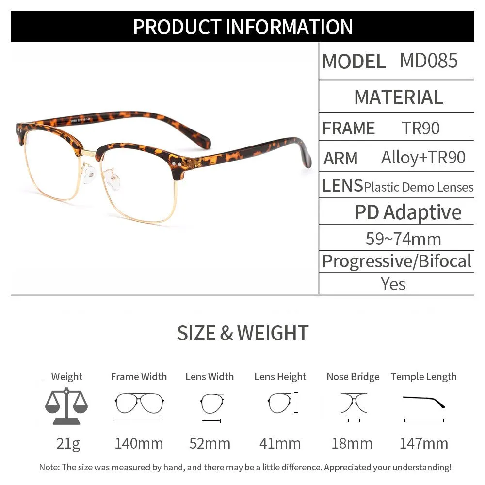 Gmei Unisex Eyeglasses Tr90 Alloy Square Frame Md085