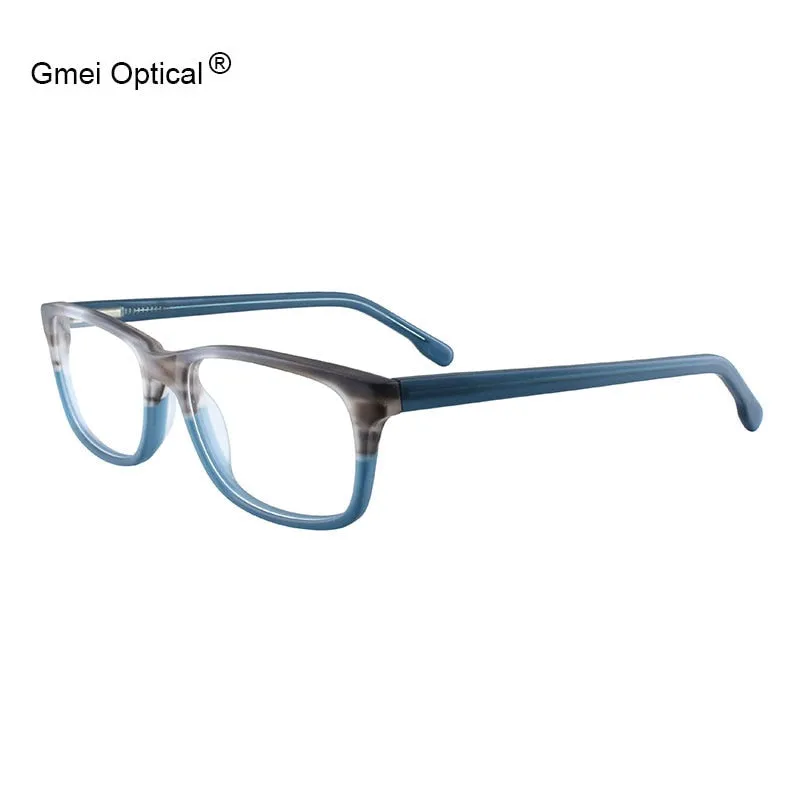 Gmei Unisex Full Rim Square Acetate Spring Hinge Eyeglasses T8061